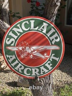 Large Vintage Style Sinclair Aircraft Double-sided Porcelain Sign 30 Inch