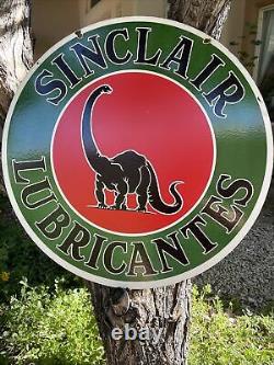 Large Vintage Style Sinclair Lub. Double-sided Porcelain Dealer Sign 30 Inch