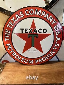 Large Vintage Style Texaco Double-sided Porcelain Sign 30 Inch