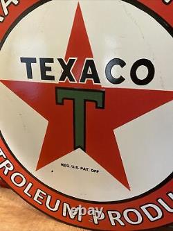 Large Vintage Style Texaco Double-sided Porcelain Sign 30 Inch