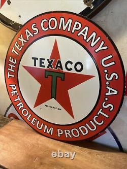 Large Vintage Style Texaco Double-sided Porcelain Sign 30 Inch