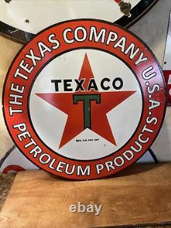 Large Vintage Style Texaco Double-sided Porcelain Sign 30 Inch