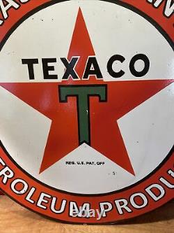 Large Vintage Style Texaco Double-sided Porcelain Sign 30 Inch