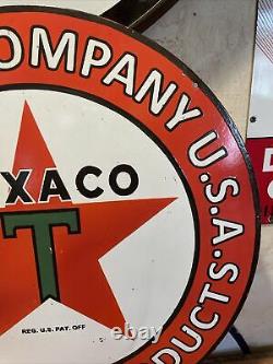 Large Vintage Style Texaco Double-sided Porcelain Sign 30 Inch