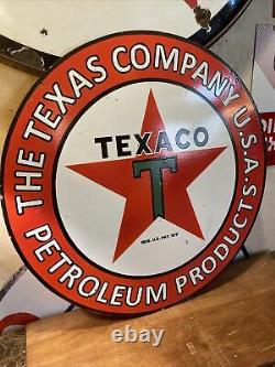 Large Vintage Style Texaco Double-sided Porcelain Sign 30 Inch