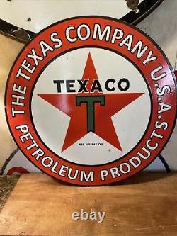 Large Vintage Style Texaco Double-sided Porcelain Sign 30 Inch