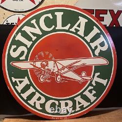 Large Vintage''sinclair Aircraft'' Double Sided 30 Porcelain Dealer Sign