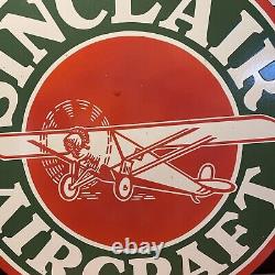 Large Vintage''sinclair Aircraft'' Double Sided 30 Porcelain Dealer Sign