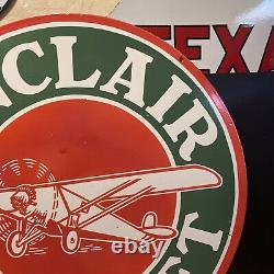 Large Vintage''sinclair Aircraft'' Double Sided 30 Porcelain Dealer Sign