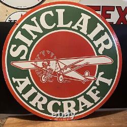 Large Vintage''sinclair Aircraft'' Double Sided 30 Porcelain Dealer Sign