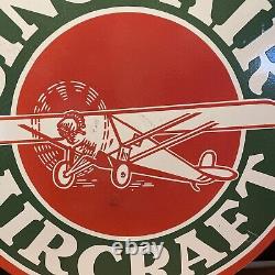 Large Vintage''sinclair Aircraft'' Double Sided 30 Porcelain Dealer Sign