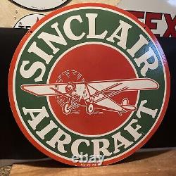 Large Vintage''sinclair Aircraft'' Double Sided 30 Porcelain Dealer Sign