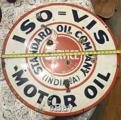 Large porcelain ISO VIS Standard Motor Oil Sign 30 double sided