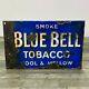 Large Vintage Enamel Sign Smoke Blue Bell Tobacco Excellent Feature Double Sided