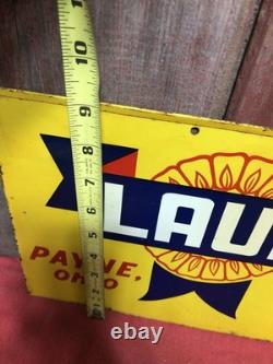 Laukhuf Hybrids Metal Double Sided Sign, Payne, Ohio, 1960's