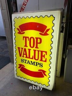 Lighted Top Value Stamps double sided sign. Mid Century era not neon Route 66