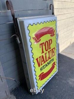 Lighted Top Value Stamps double sided sign. Mid Century era not neon Route 66
