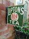 Liptons Tea Double Sided Enamel Sign Old Shop Sign Old Porcelain Lipton's