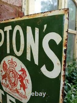 Liptons Tea double sided enamel sign old shop sign old porcelain Lipton's