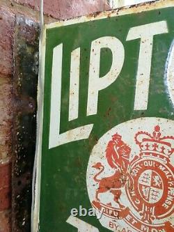 Liptons Tea double sided enamel sign old shop sign old porcelain Lipton's