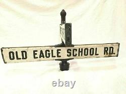 Lyle Sign Double Sided Cross Street Antique Metal Embossed Full Size Wayne PA