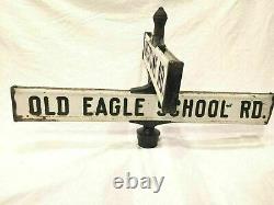 Lyle Sign Double Sided Cross Street Antique Metal Embossed Full Size Wayne PA
