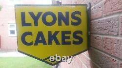 Lyons cakes Vintage original enamel sign double sided