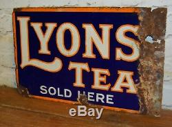 Lyons double sided tea enamel sign advertising mancave garage metal vintage retr