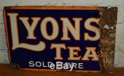 Lyons double sided tea enamel sign advertising mancave garage metal vintage retr