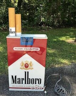 MARLBORO LIGHTED SIGN DOUBLE SIDED Cigarettes Phillip Morris RARE LARGE