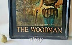 MASSIVE Vintage Double Sided English Pub Inn Sign The Woodman by Roger Anderson