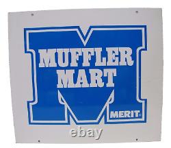 MERIT MUFFLER MART Sign Double Sided Auto Parts Repair Shop Gas Station Ad
