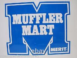 MERIT MUFFLER MART Sign Double Sided Auto Parts Repair Shop Gas Station Ad