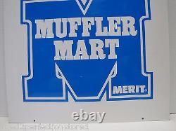 MERIT MUFFLER MART Sign Double Sided Auto Parts Repair Shop Gas Station Ad