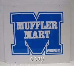 MERIT MUFFLER MART Sign Double Sided Auto Parts Repair Shop Gas Station Ad