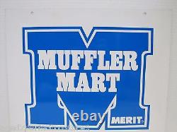 MERIT MUFFLER MART Sign Double Sided Auto Parts Repair Shop Gas Station Ad