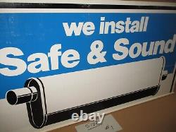 MUFFLER SHOP We Install- SWINGING SIGN Two Sided OLD VINTAGE Gas Oil BIG HEAVY