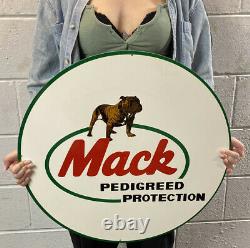 Mack Pedigreed Protection Double Sided Die Cut Metal Sign Trucking Rig Gas Oil