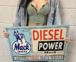 Mack Trucks Double Sided Metal Sign Diesel Power Trucking Transport Gas Oil