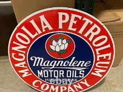 Magnolia Petrolem Large Heavy Double Sided Porcelain Sign (24 Inch) Nice Sign