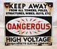 Massachusetts Electric Company Dangerous High Voltage Porcelain Sign Double Side
