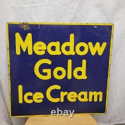 'Meadow Gold Ice Cream'' Double Sided 18X17 IN Sign g2