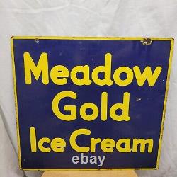 'Meadow Gold Ice Cream'' Double Sided 18X17 IN Sign g2