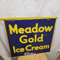 'Meadow Gold Ice Cream'' Double Sided 18X17 IN Sign g2