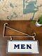 Mens Rest Rooms Old Double Sided Porcelain With Bracket Gulf Gas Station Sign