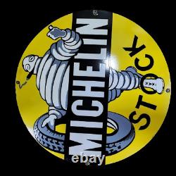 Michelin Stock Porcelain Enamel Sign 30 Inches Double Sided