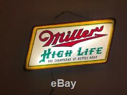 Miller High Life The Champagne of Beer Sign Double Sided light-up 1940's