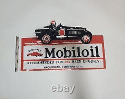 Mobil Oil Enamel Sign Double Sided Gargoyle Vintage Advertising 42.5cm X 25cm