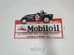 Mobil Oil Enamel Sign Double Sided Gargoyle Vintage Advertising 42.5cm X 25cm