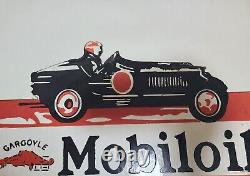 Mobil Oil Enamel Sign Double Sided Gargoyle Vintage Advertising 42.5cm X 25cm